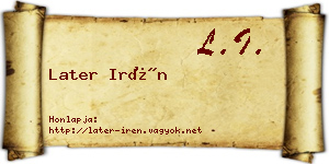 Later Irén névjegykártya